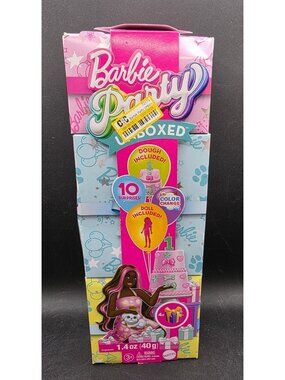Barbie Party Unboxed Pet Birthday Playset With Color Change Doll & Dough Powder